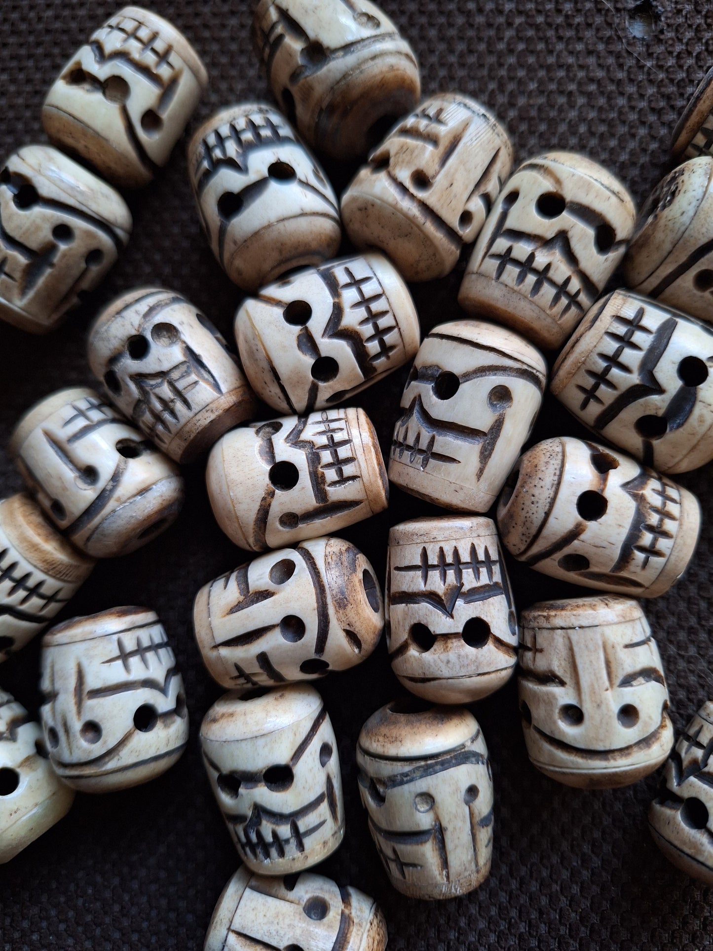 Yak bone skull beads