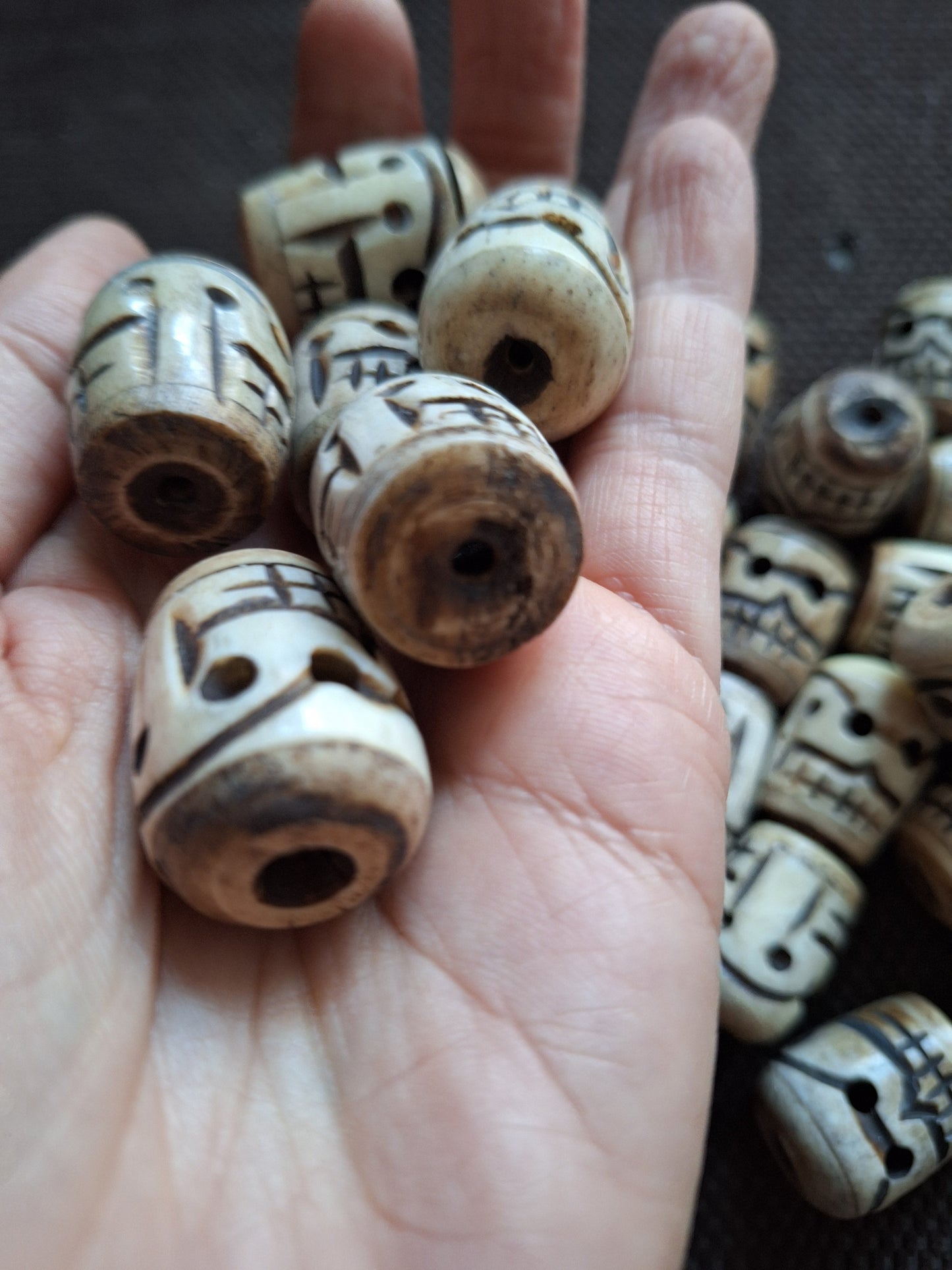 Yak bone skull beads