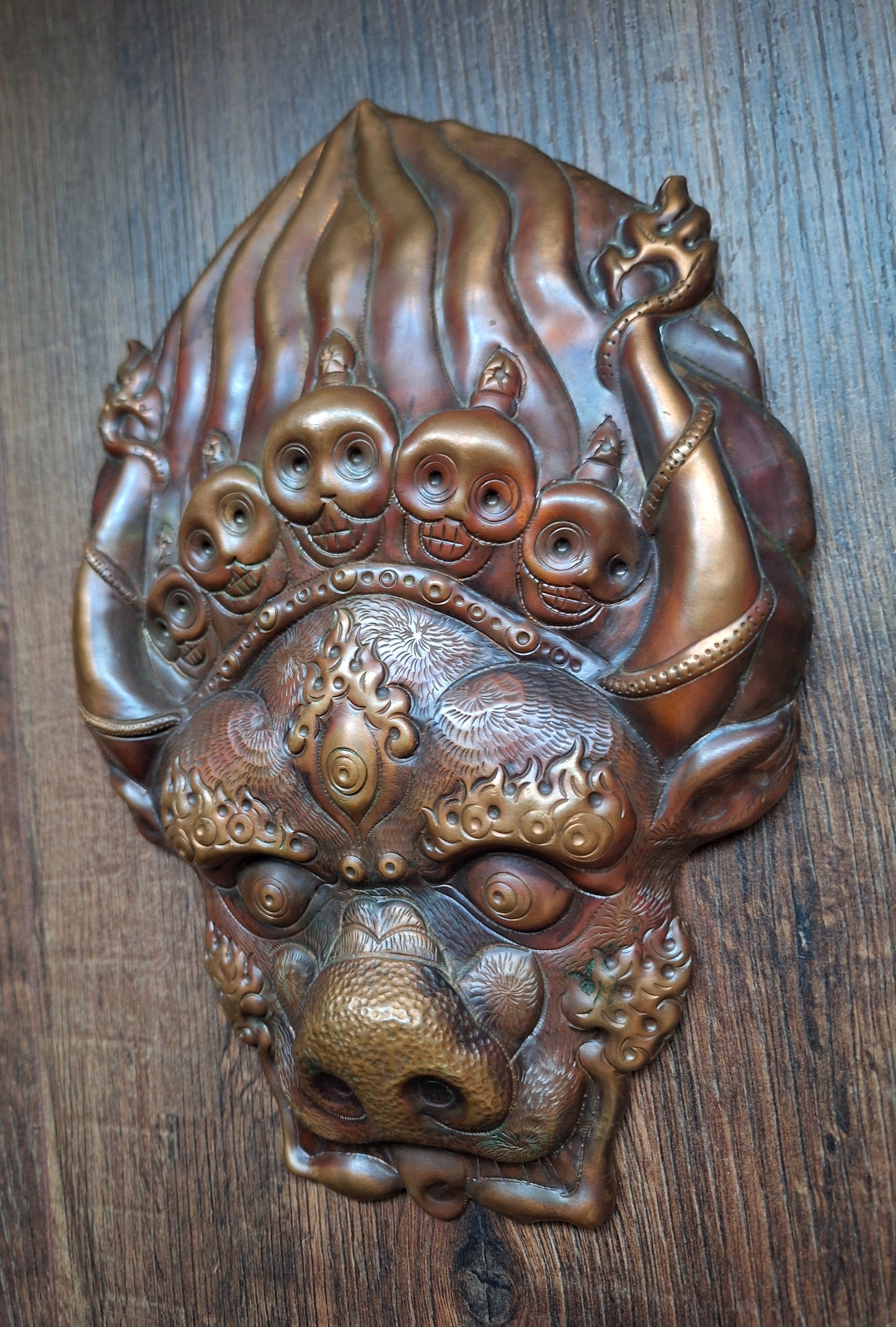 Red copper Erlik Khan wallhanger