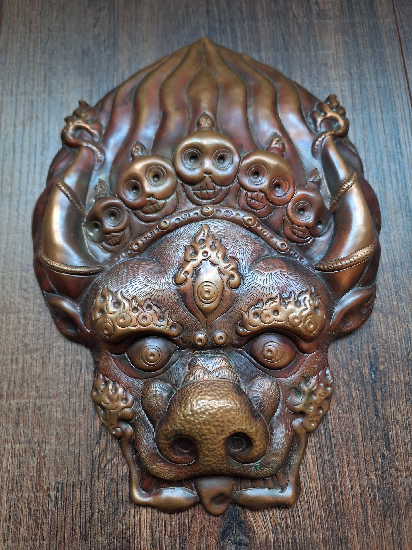 Red copper Erlik Khan wallhanger
