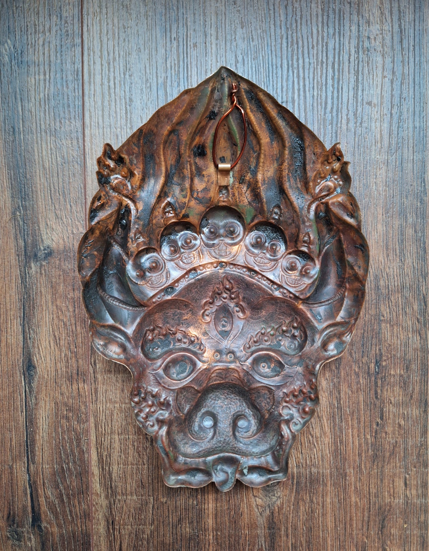 Red copper Erlik Khan wallhanger
