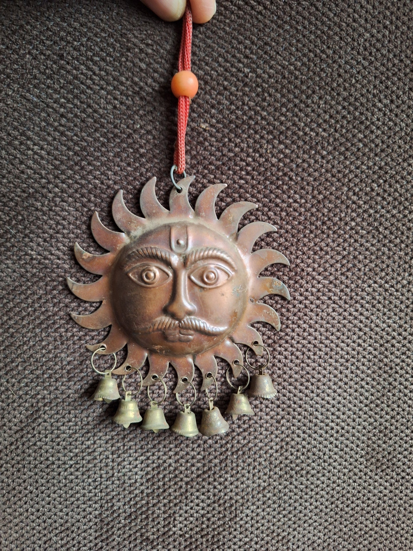 Vintage Nepalese red copper Surya pendant