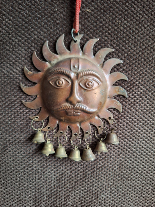 Vintage Nepalese red copper Surya pendant