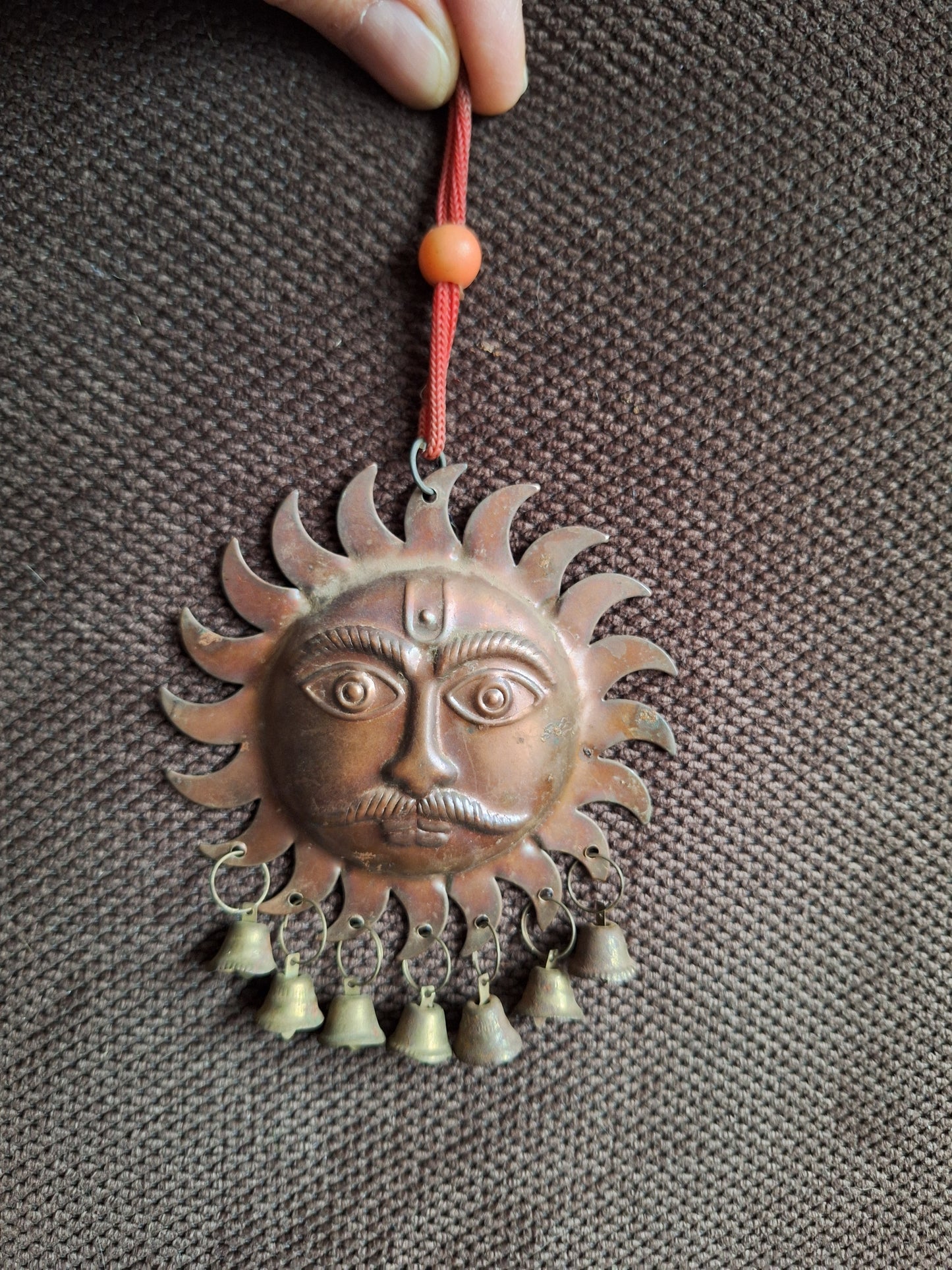 Vintage Nepalese red copper Surya pendant