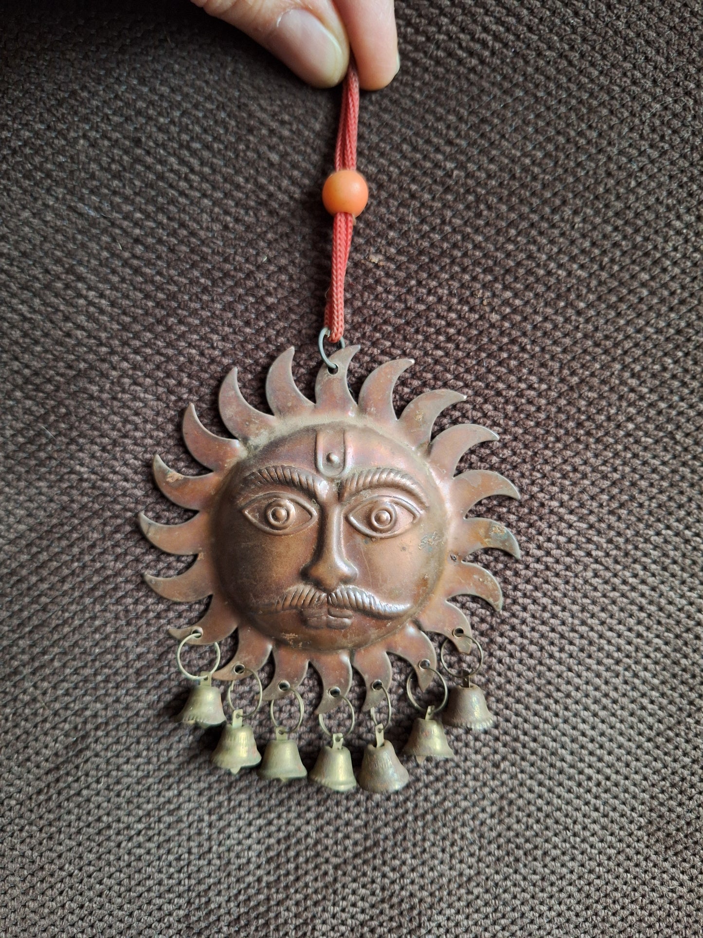 Vintage Nepalese red copper Surya pendant