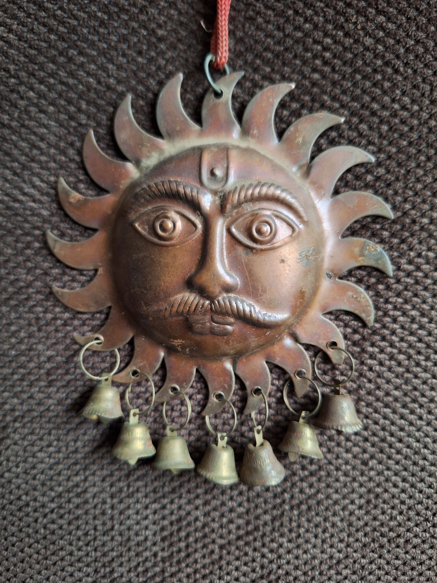 Vintage Nepalese red copper Surya pendant