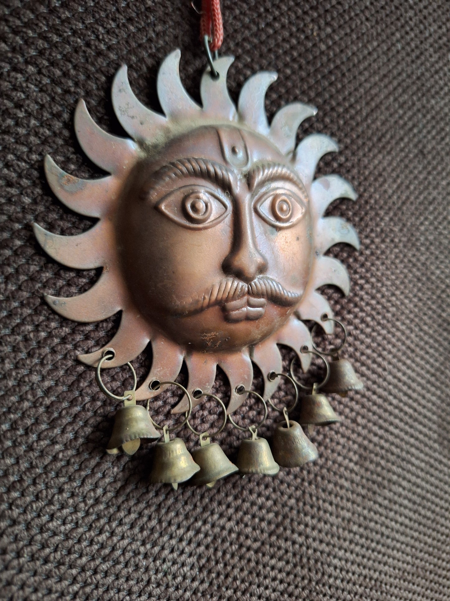 Vintage Nepalese red copper Surya pendant