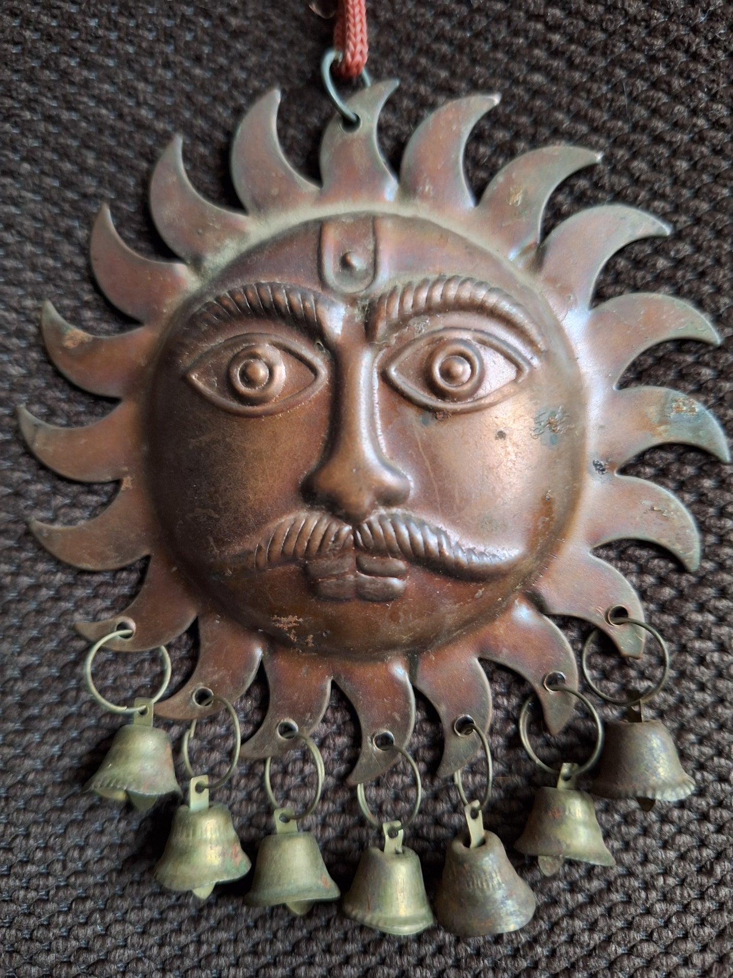 Vintage Nepalese red copper Surya pendant