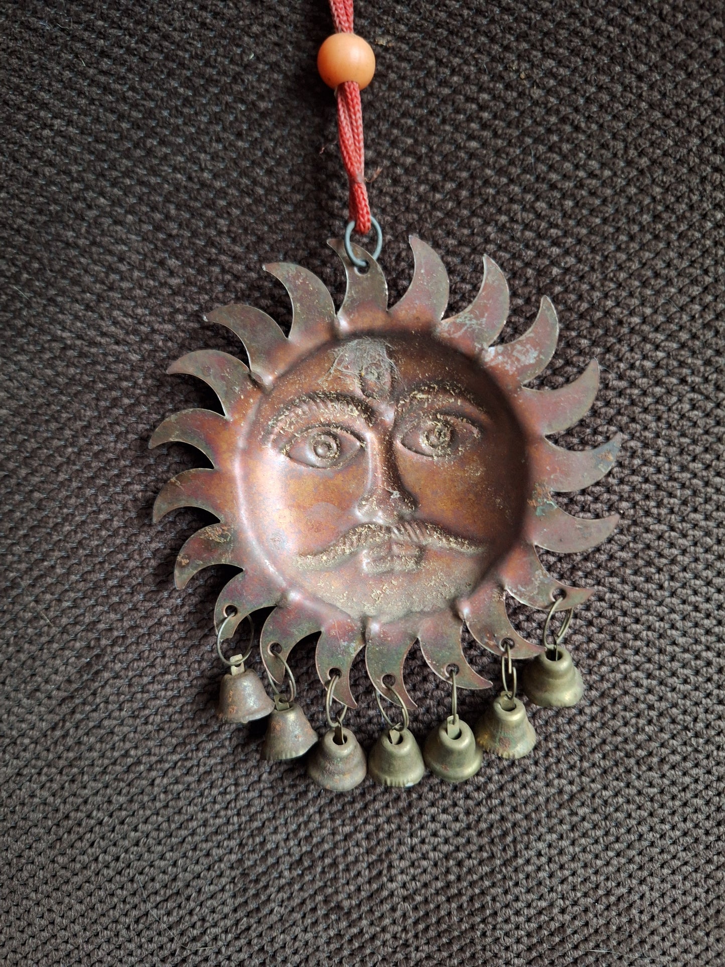 Vintage Nepalese red copper Surya pendant