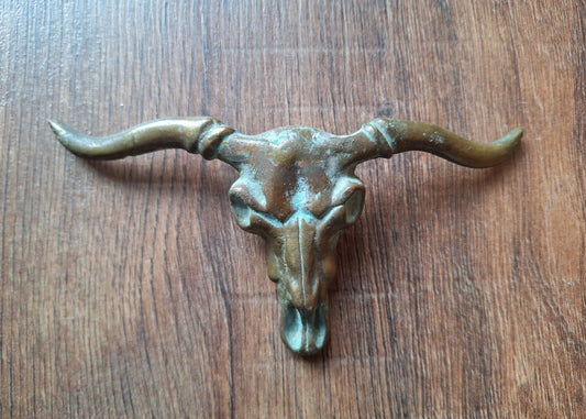 Old bronze belt buckle Bull