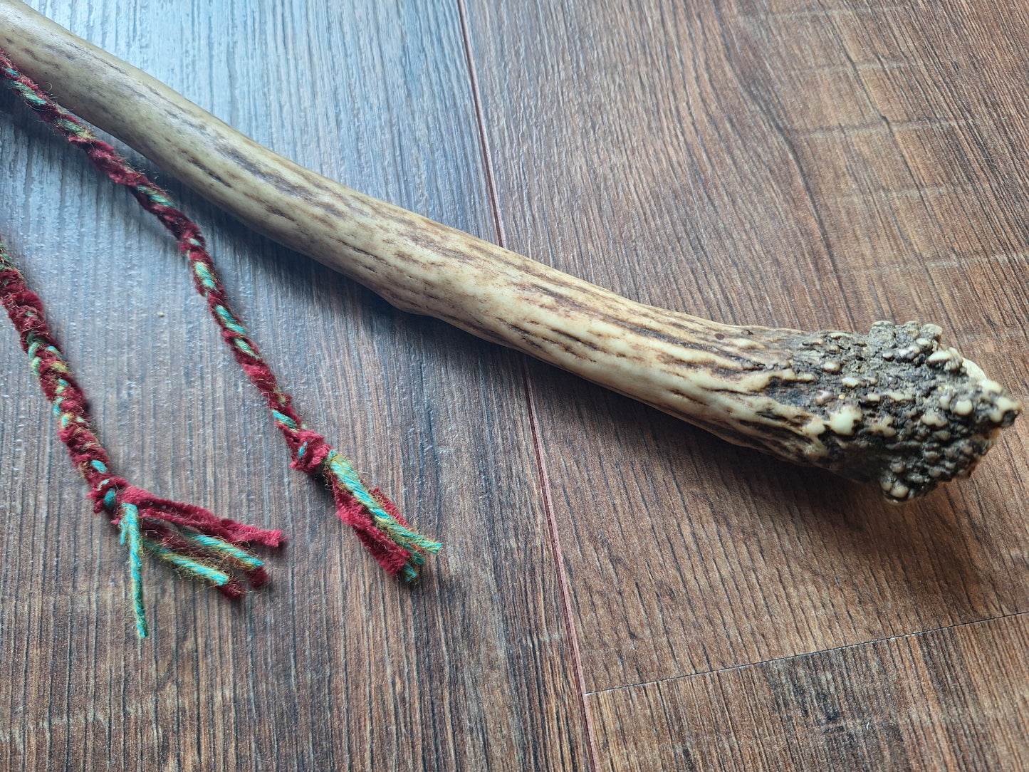 Wild boar hide and red deer antler rattle