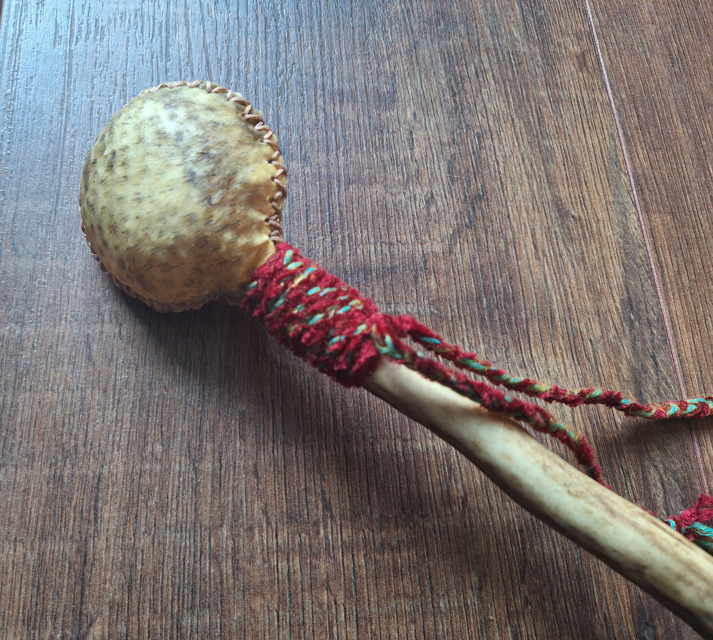 Wild boar hide and red deer antler rattle