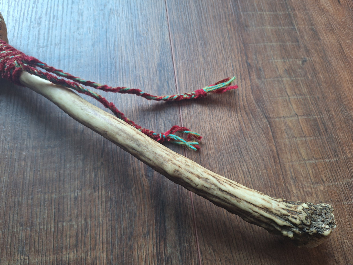 Wild boar hide and red deer antler rattle