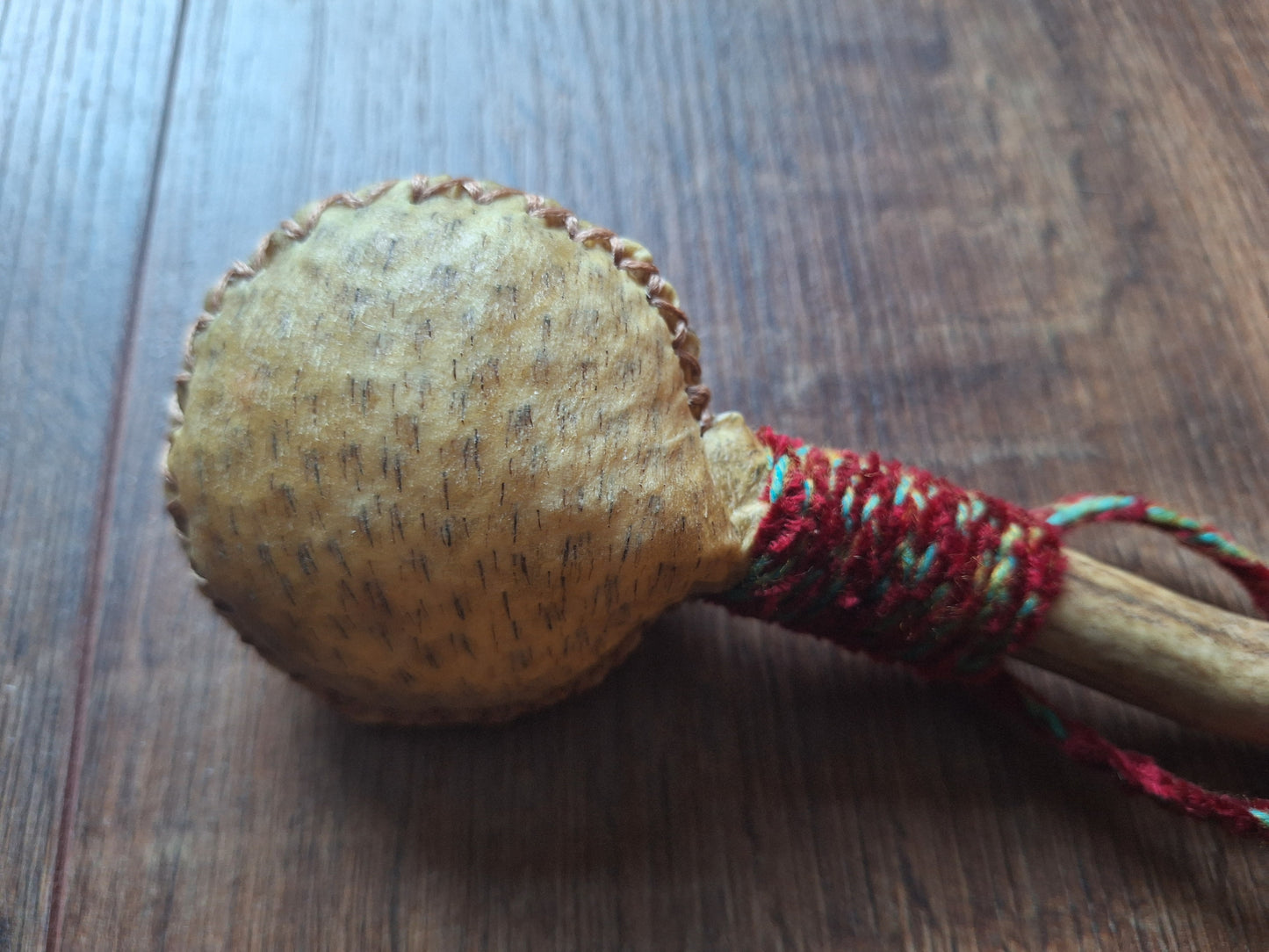 Wild boar hide and red deer antler rattle