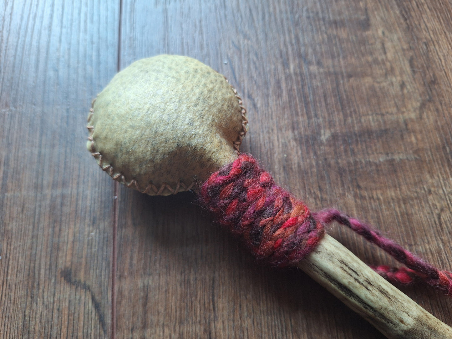 Wild boar hide and red deer antler rattle