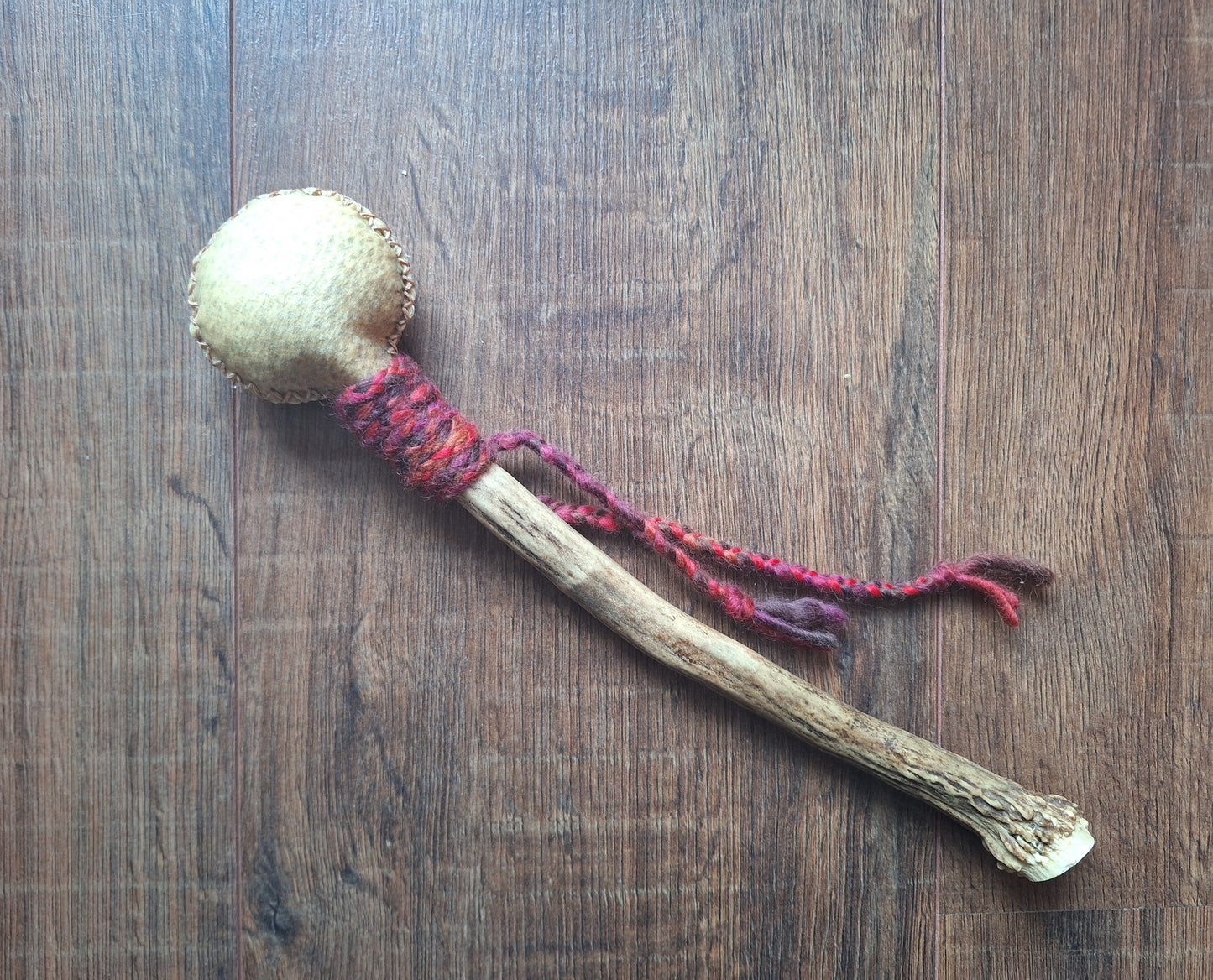 Wild boar hide and red deer antler rattle