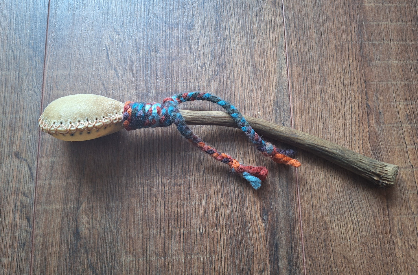 Red deer hide and red deer antler rattle