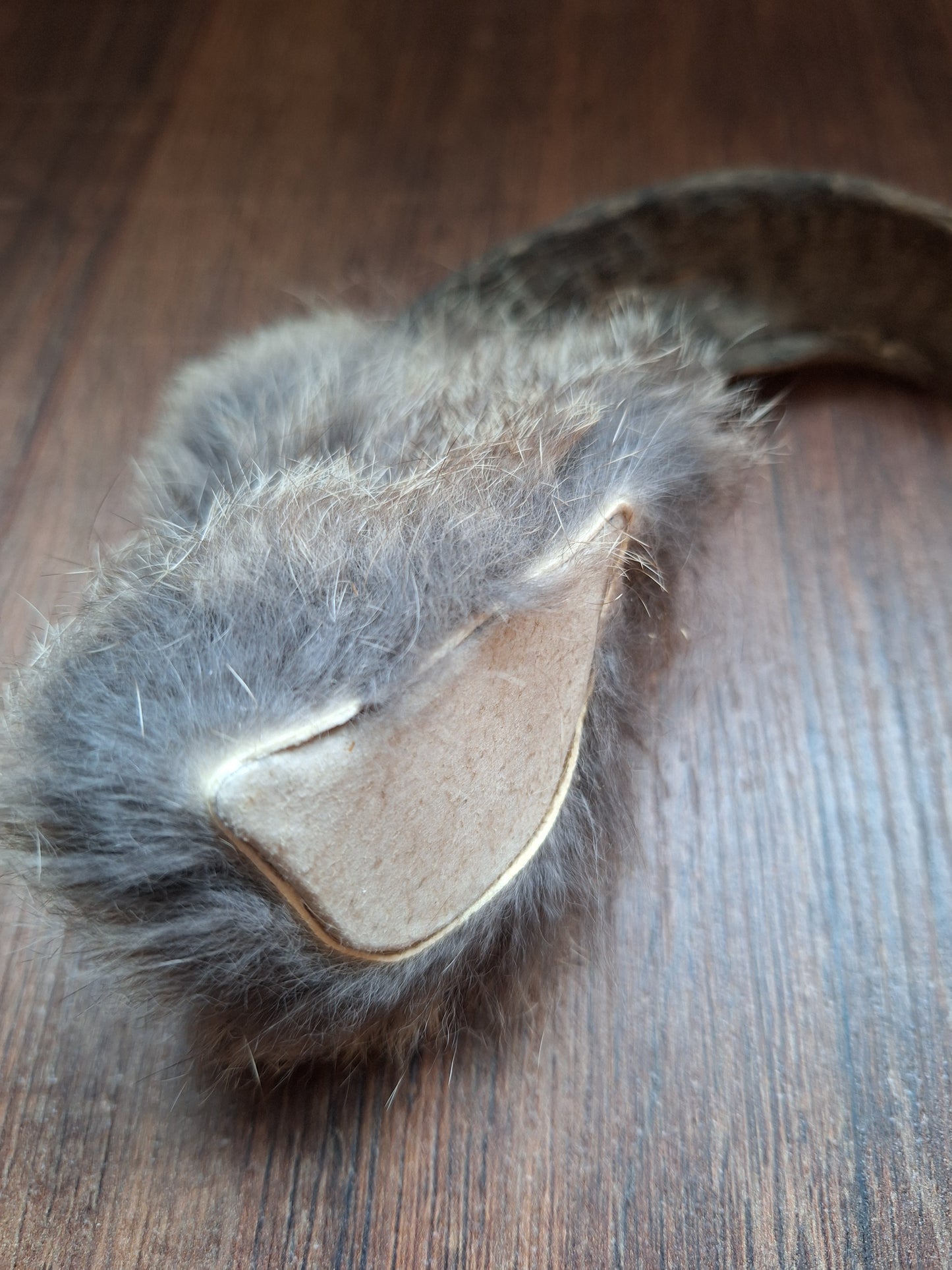 Sheep horn and rabbit fur rattle