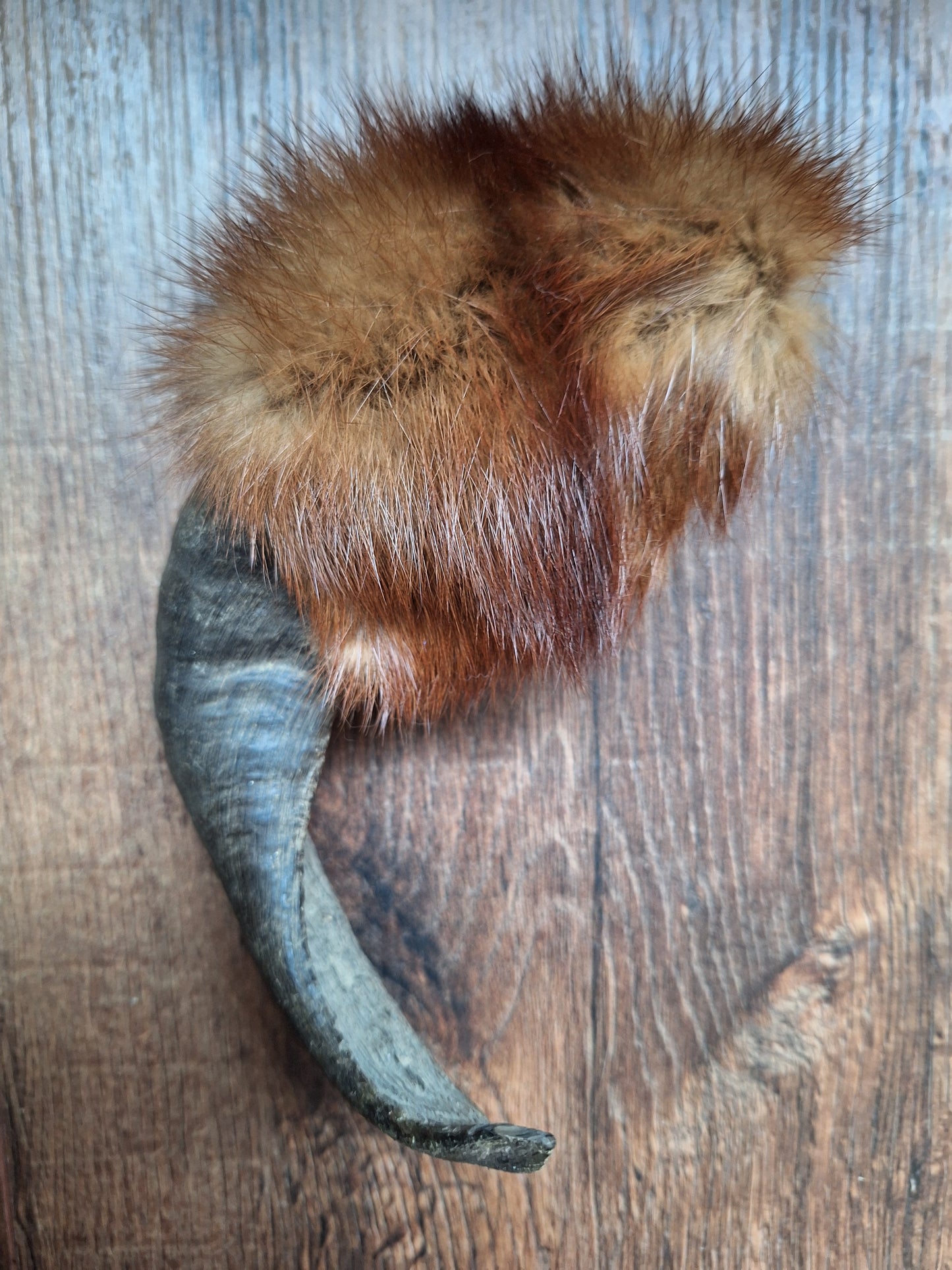 Sheep horn and polecat fur rattle