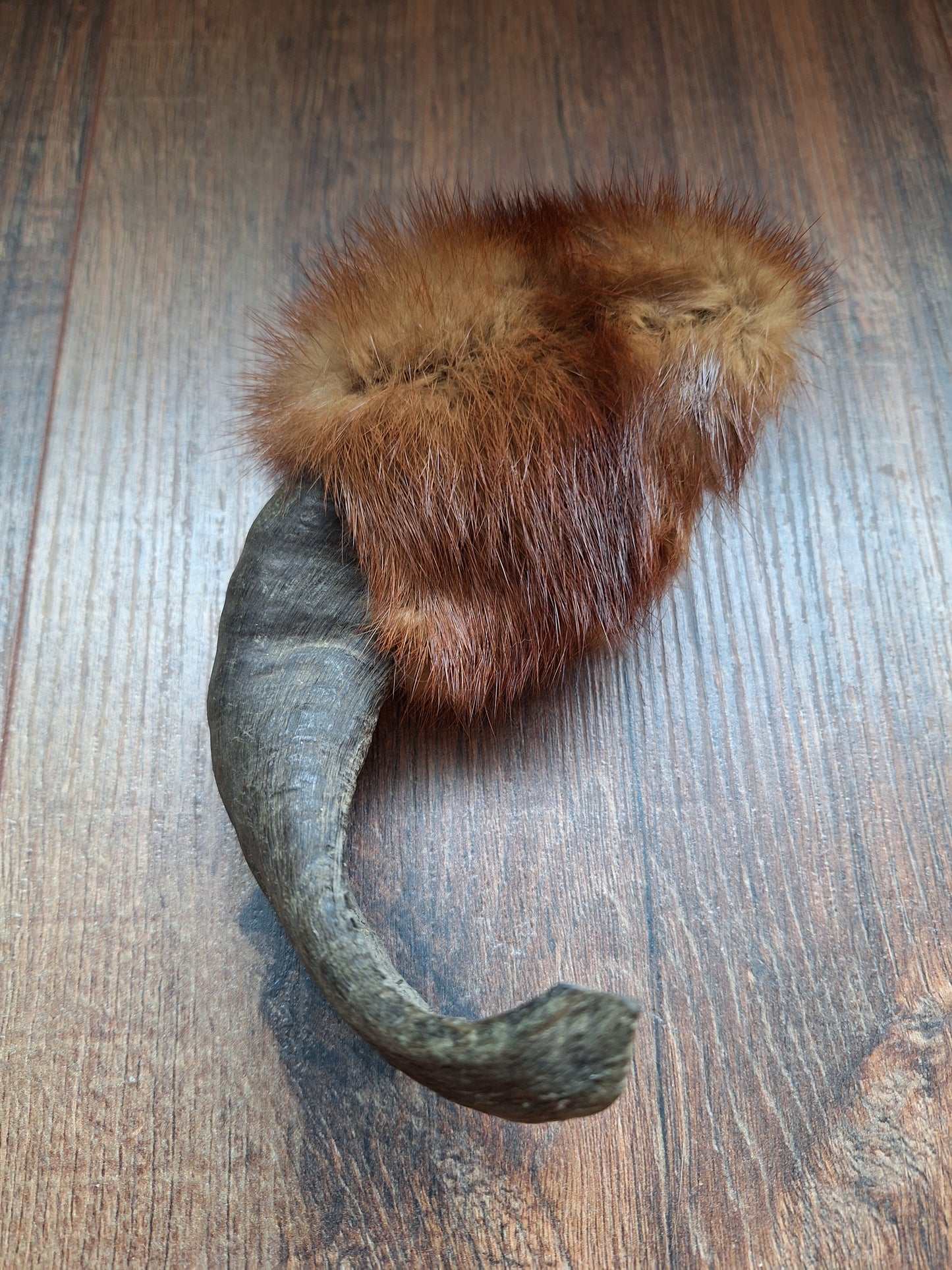 Sheep horn and polecat fur rattle