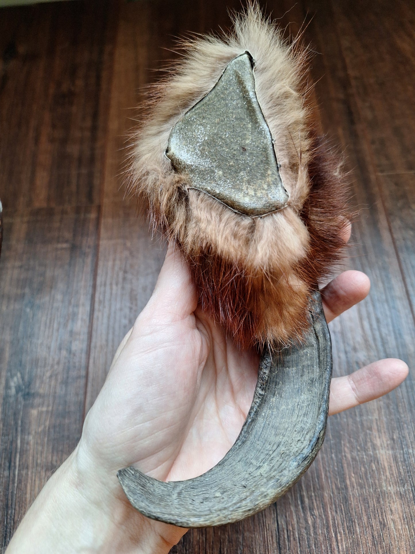 Sheep horn and polecat fur rattle