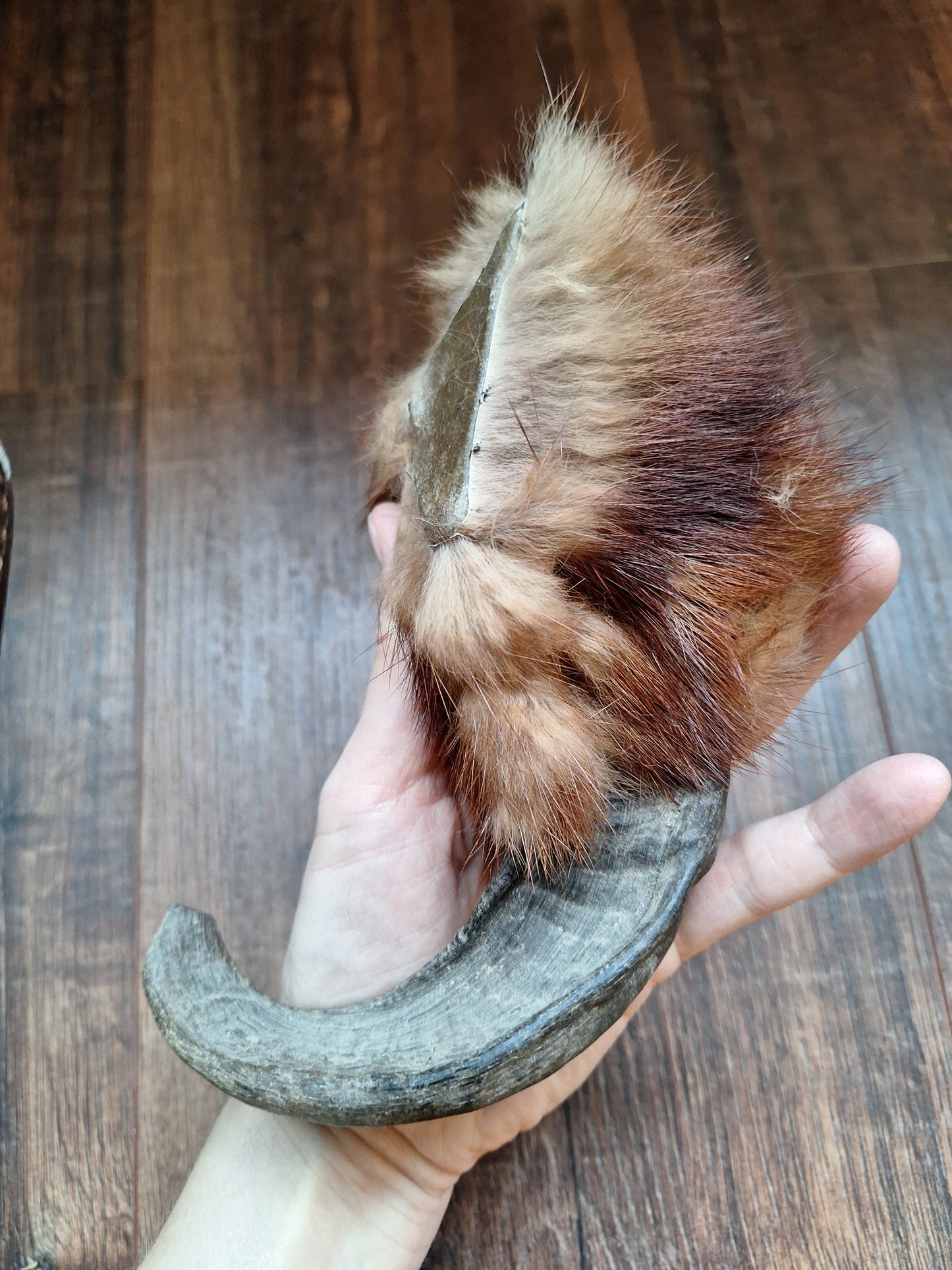 Sheep horn and polecat fur rattle