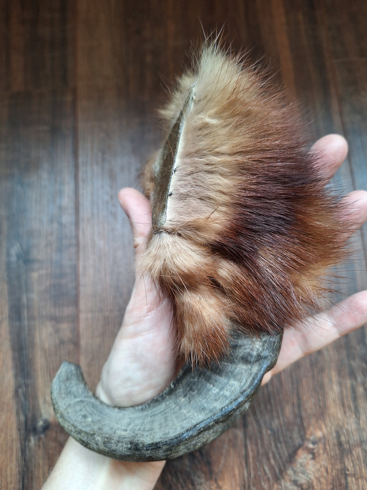 Sheep horn and polecat fur rattle