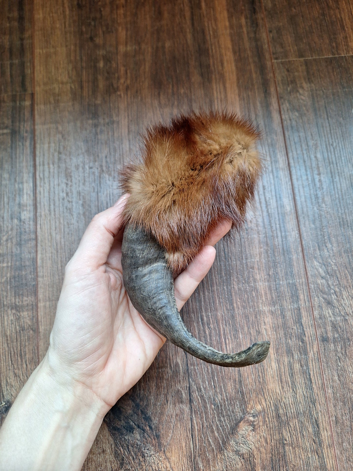 Sheep horn and polecat fur rattle