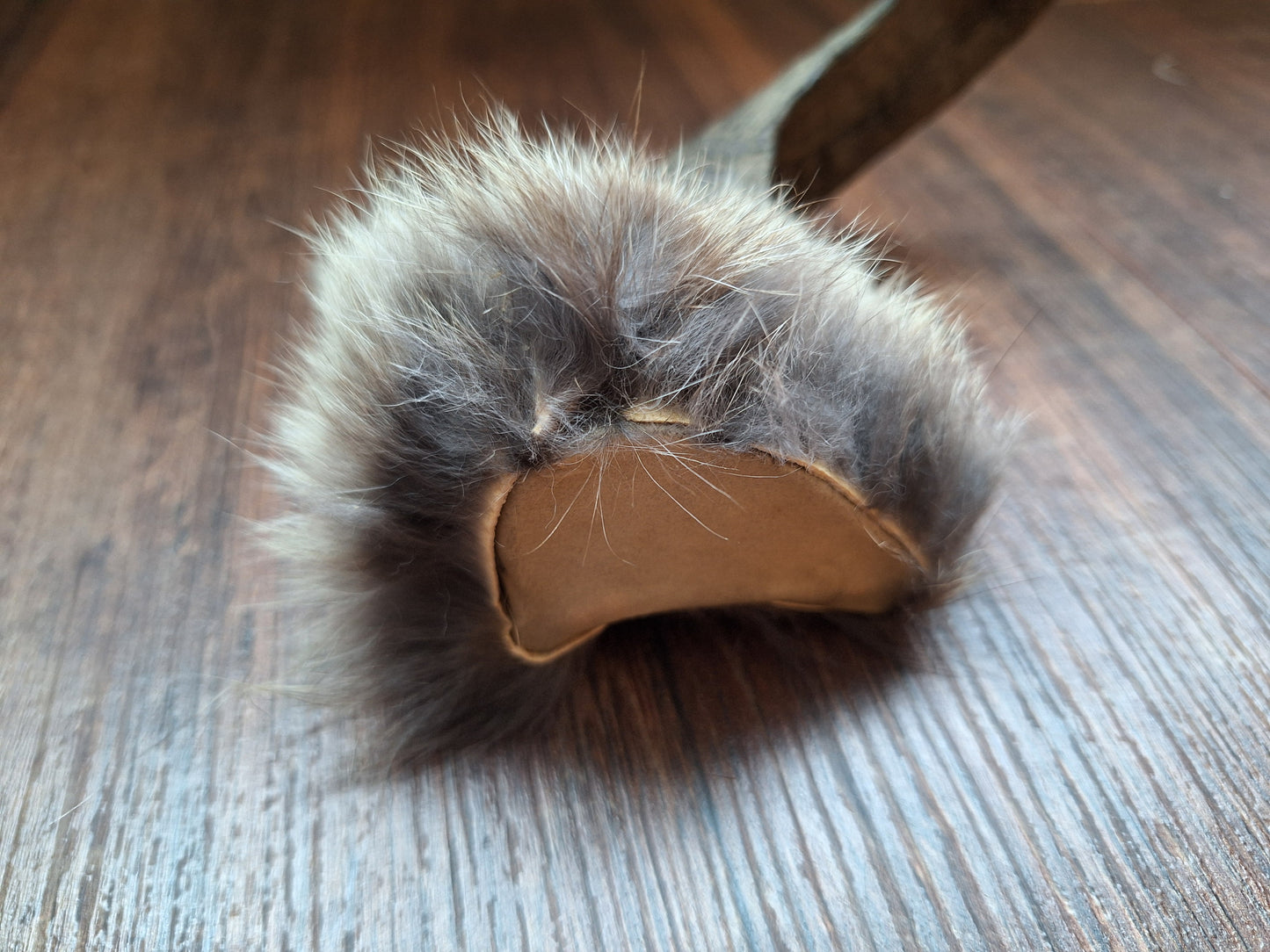 Sheep horn and rabbit fur rattle