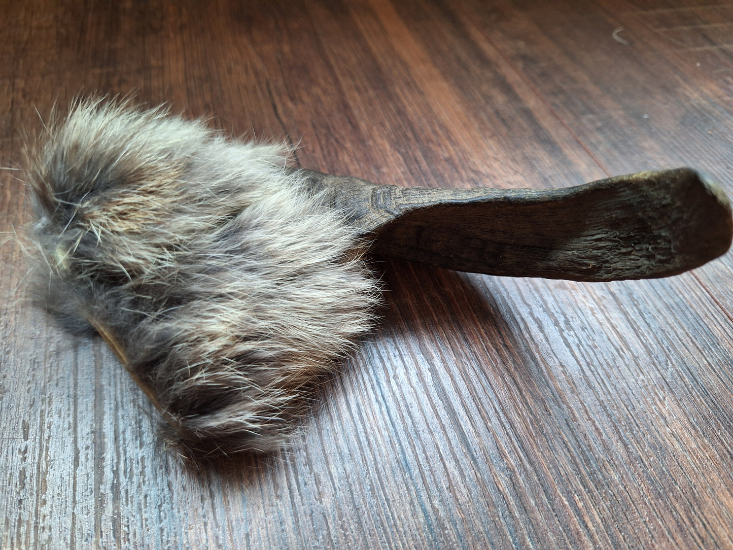 Sheep horn and rabbit fur rattle