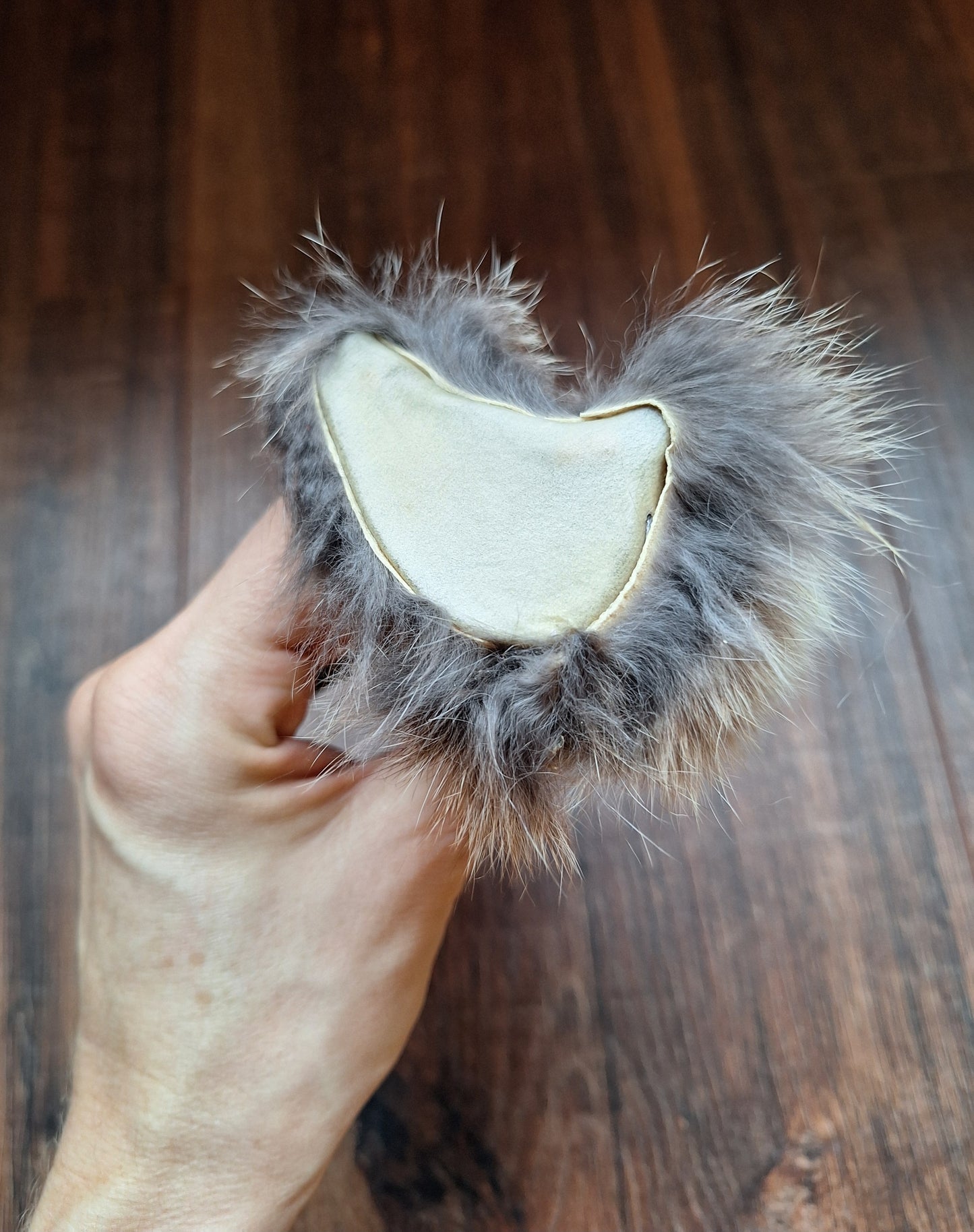 Sheep horn and rabbit fur rattle