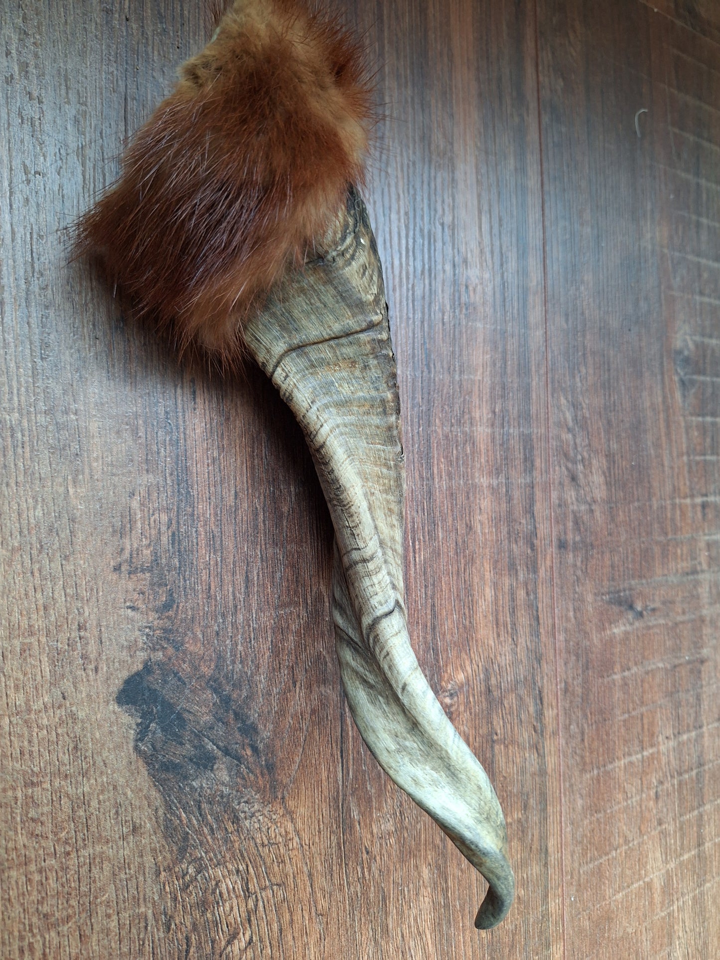 Sheep horn and polecat fur rattle