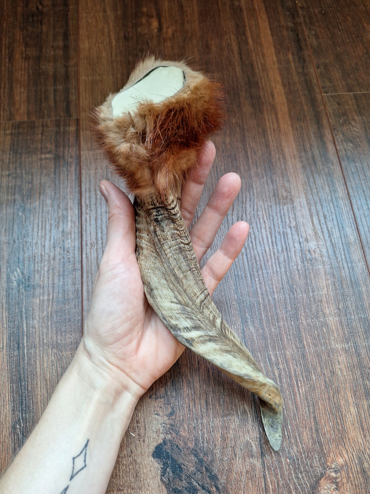 Sheep horn and polecat fur rattle