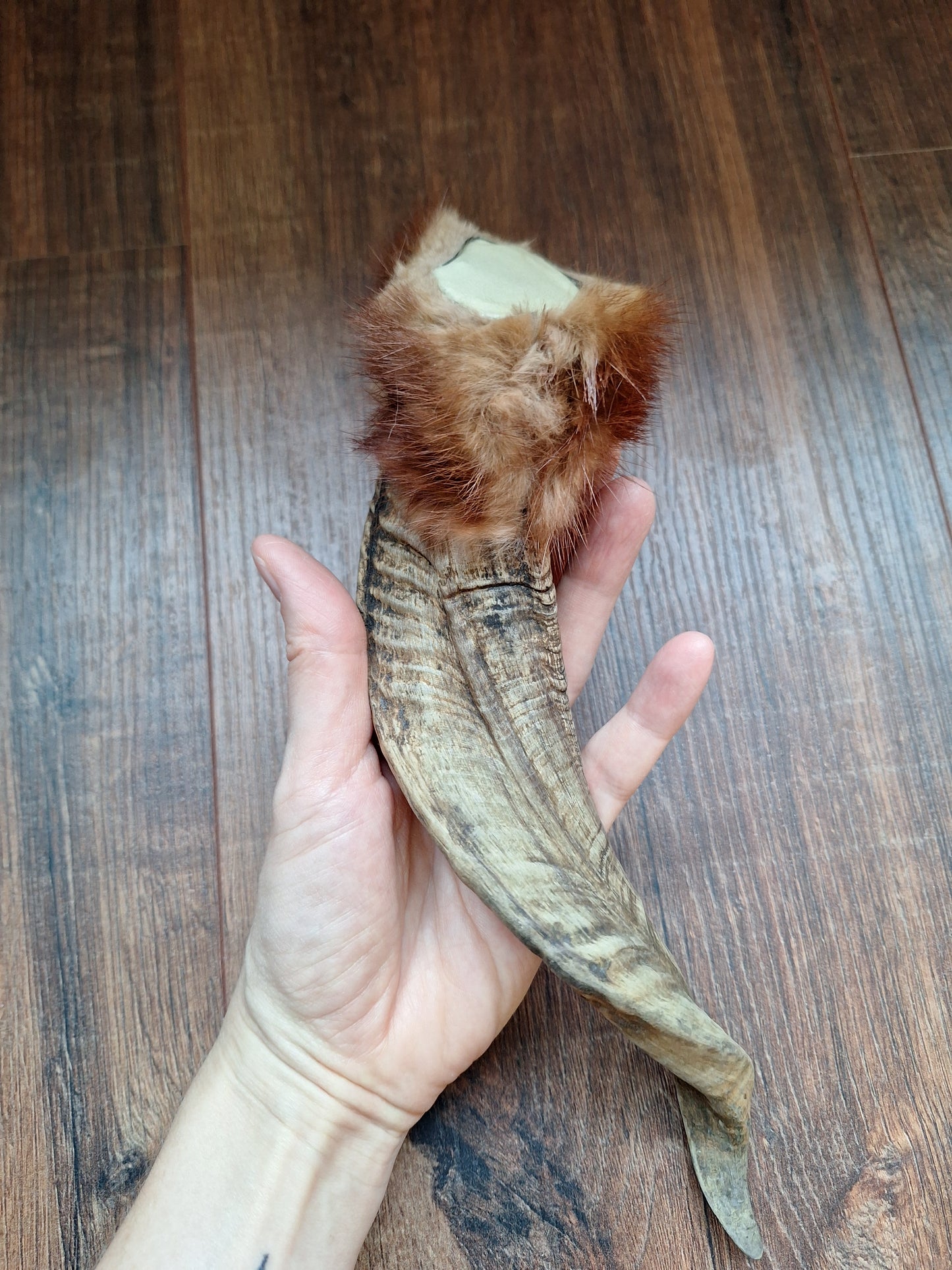 Sheep horn and polecat fur rattle