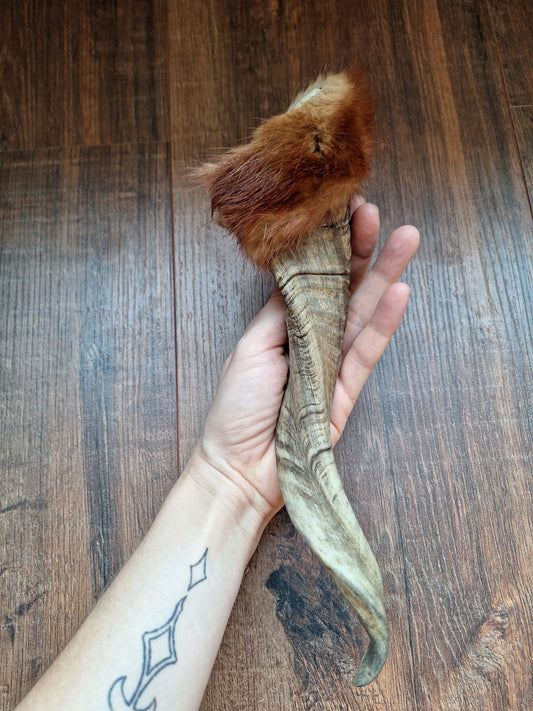 Sheep horn and polecat fur rattle