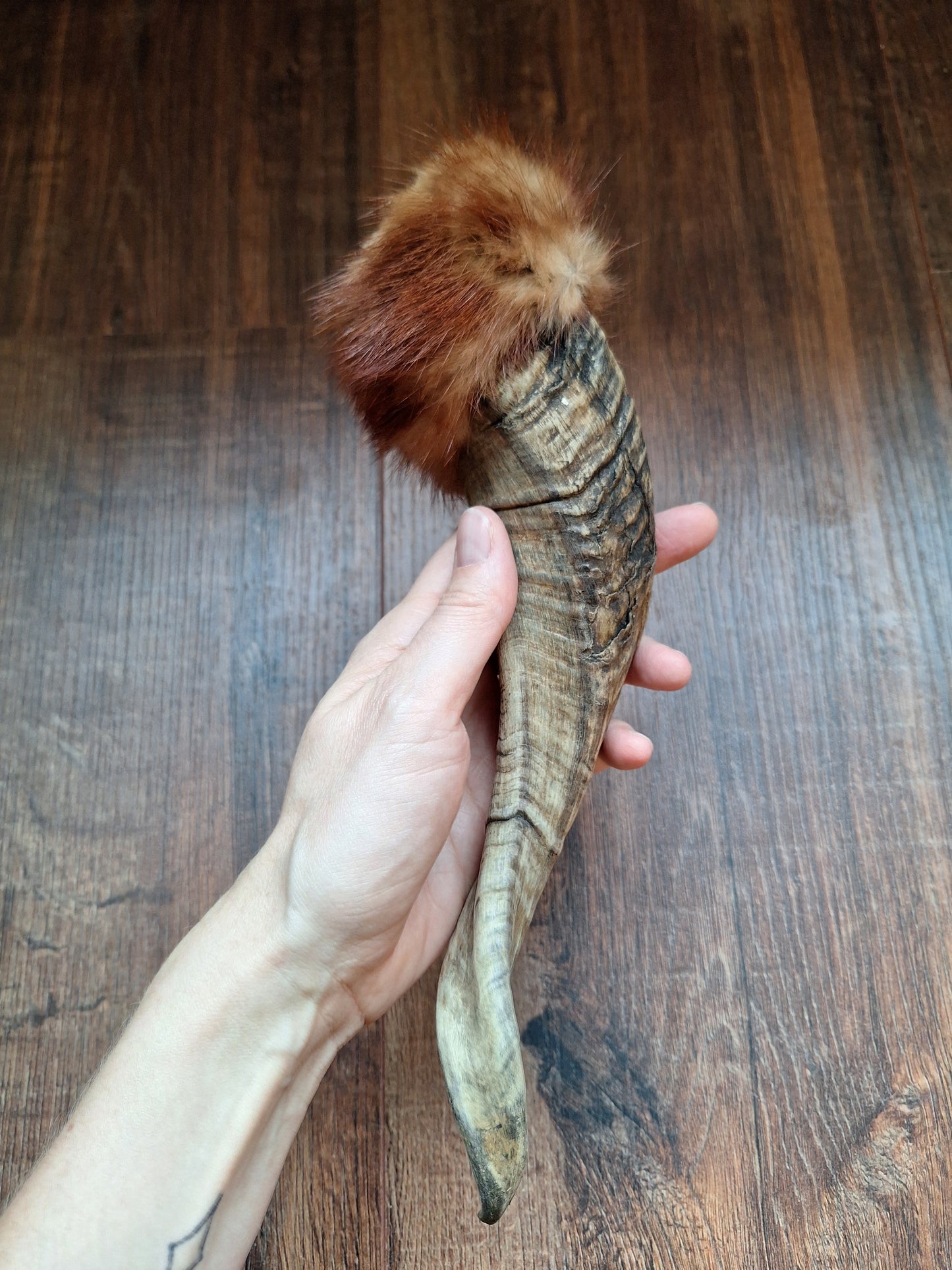 Sheep horn and polecat fur rattle