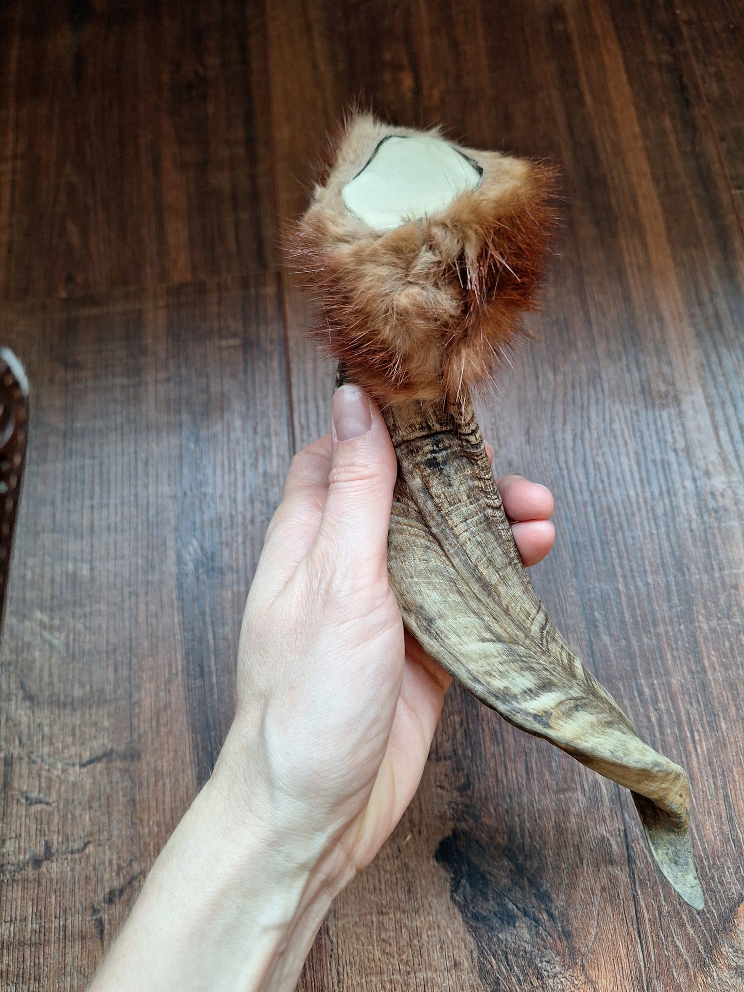 Sheep horn and polecat fur rattle