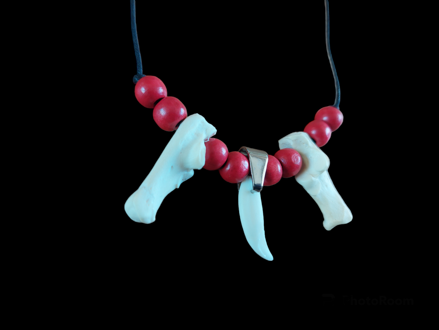 Fox foot bones and tooth amulet necklace