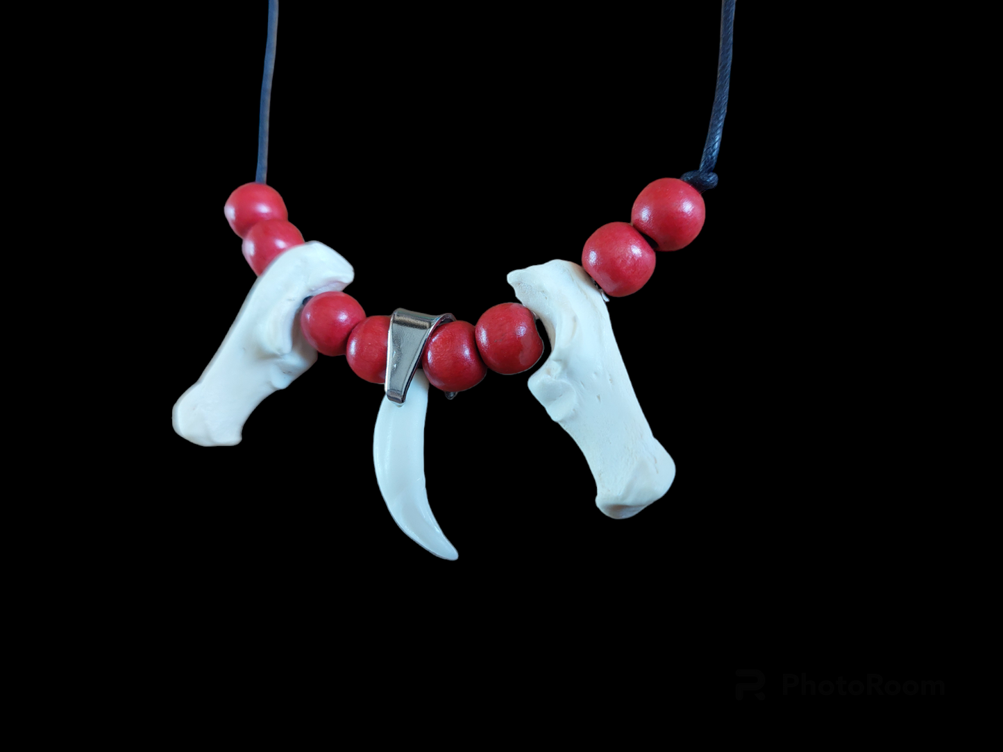 Fox foot bones and tooth amulet necklace