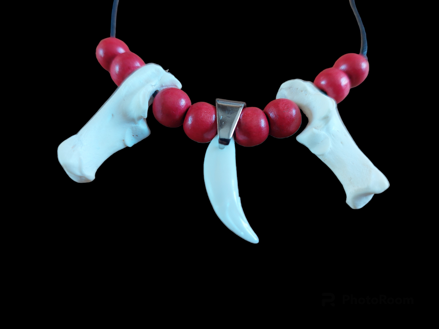 Fox foot bones and tooth amulet necklace