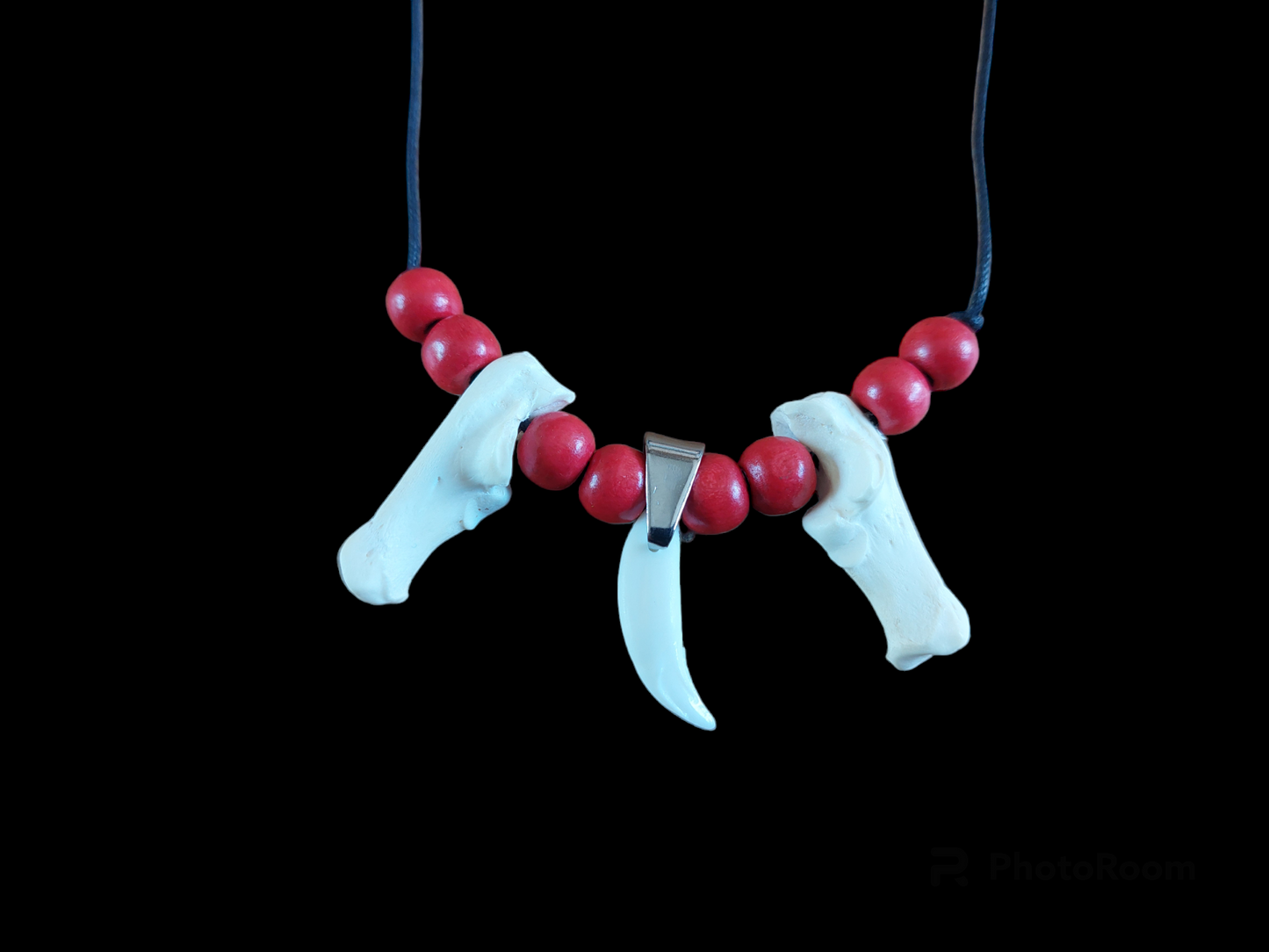 Fox foot bones and tooth amulet necklace