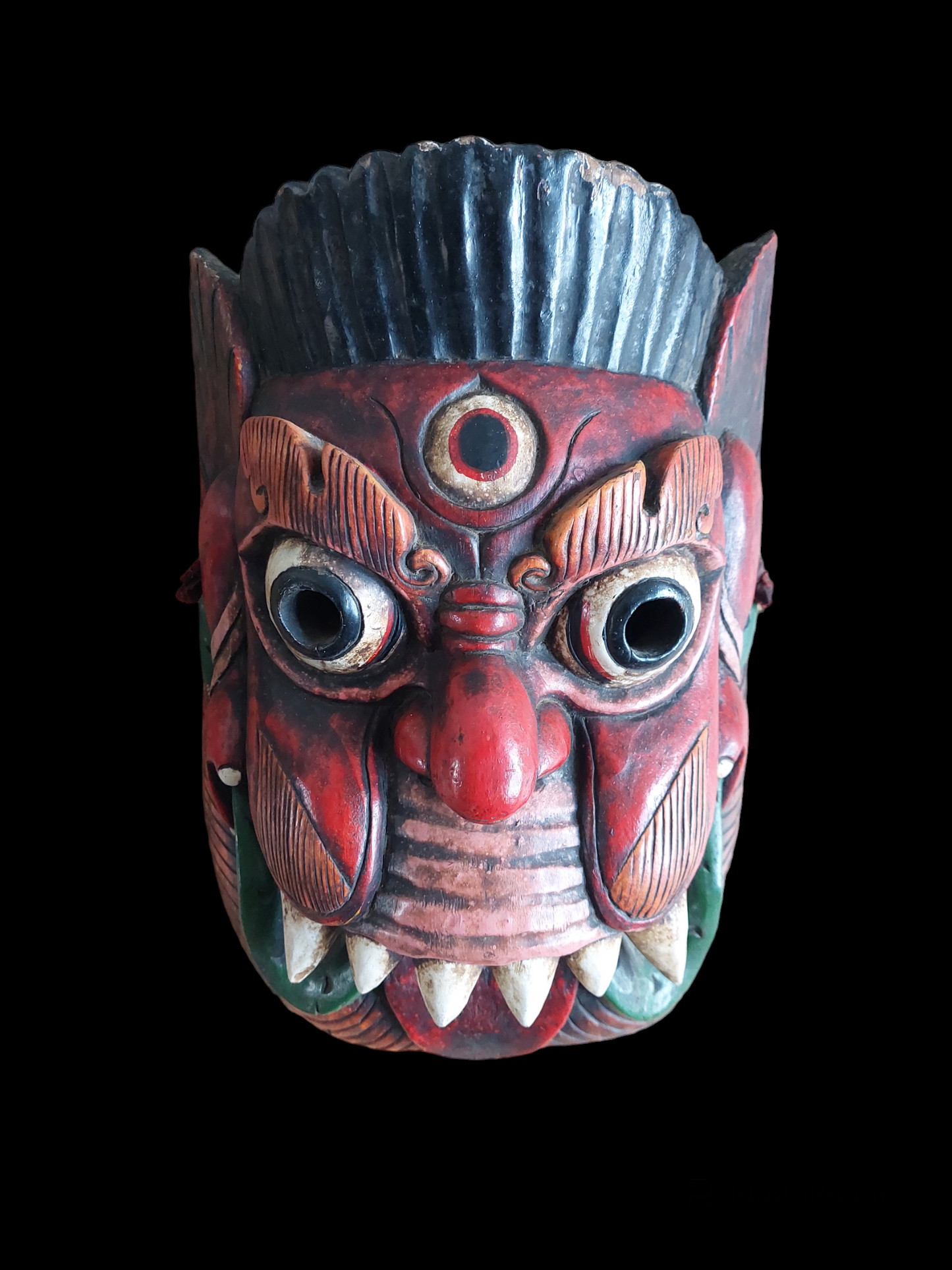 Vintage Nepalese wooden Angry Deity mask #1