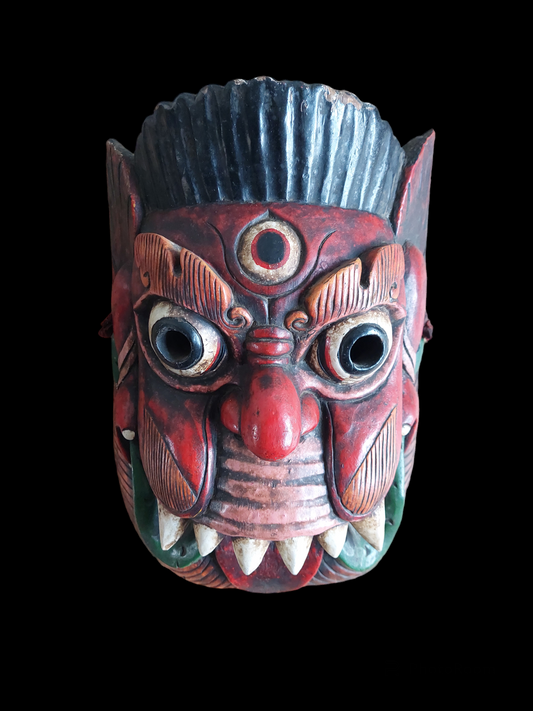 Vintage Nepalese wooden Angry Deity mask #1