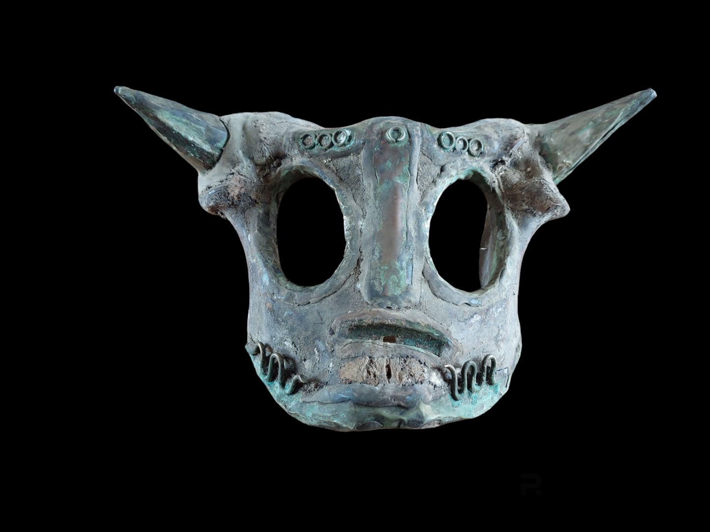 Old Tharu shamanic horned pelvic mask