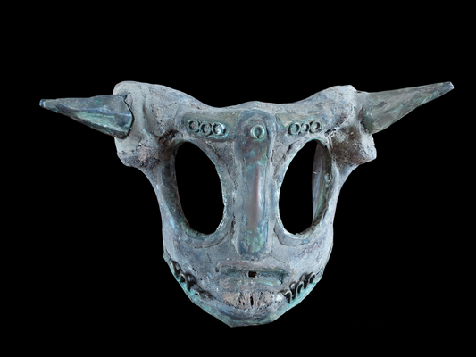 Old Tharu shamanic horned pelvic mask