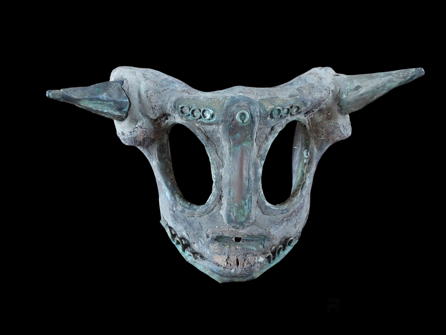 Old Tharu shamanic horned pelvic mask