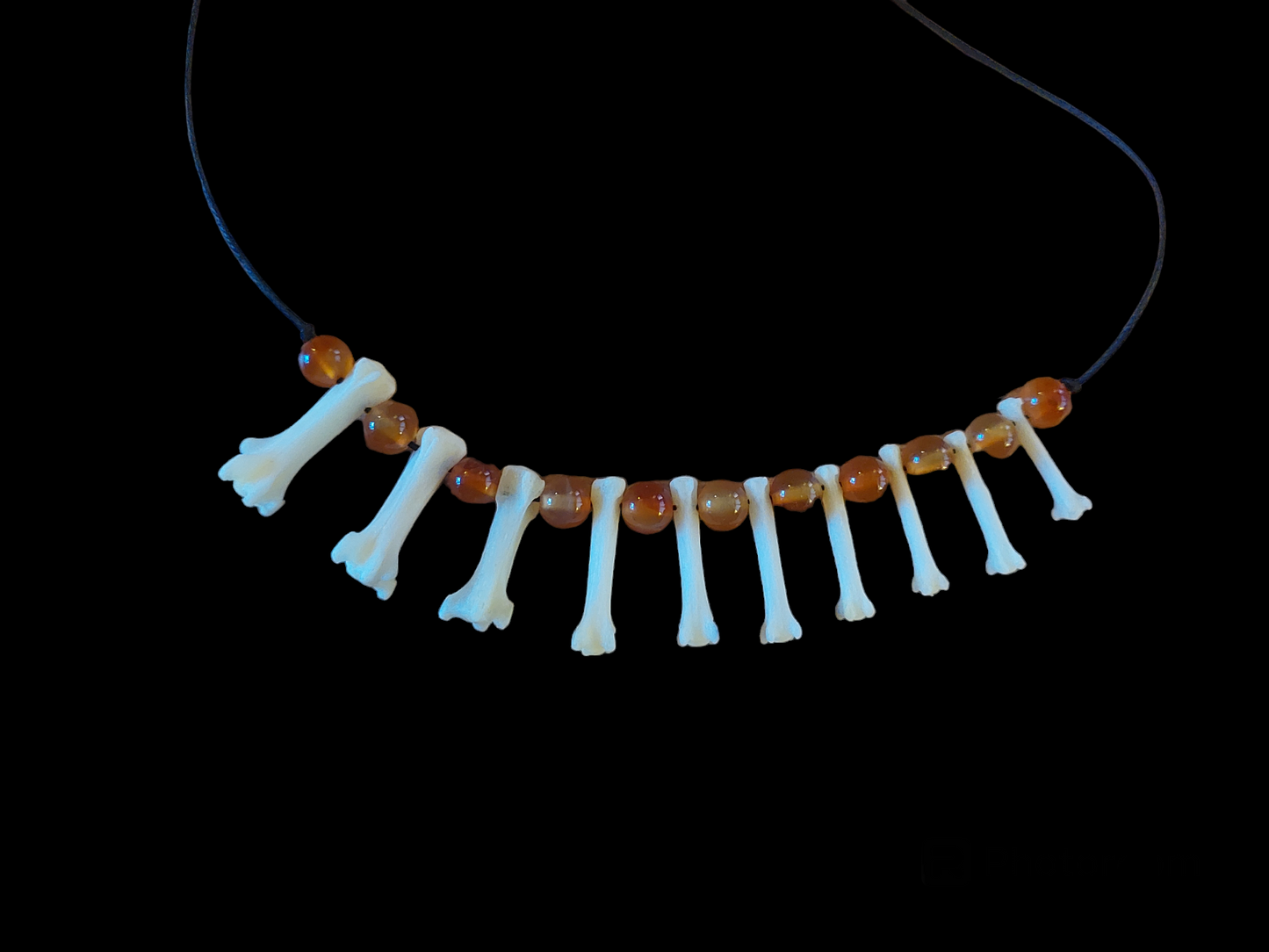 Fox tail bones and carnelian amulet necklace #1