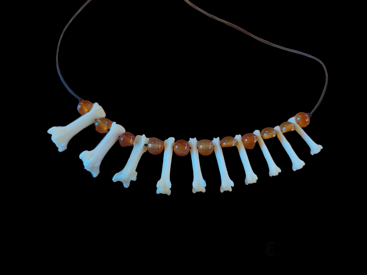 Fox tail bones and carnelian amulet necklace #1