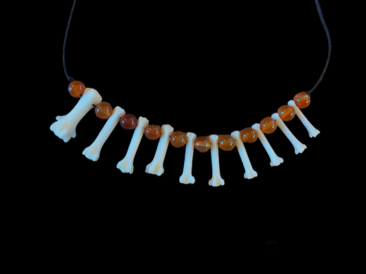 Fox tail bones and carnelian amulet necklace #2