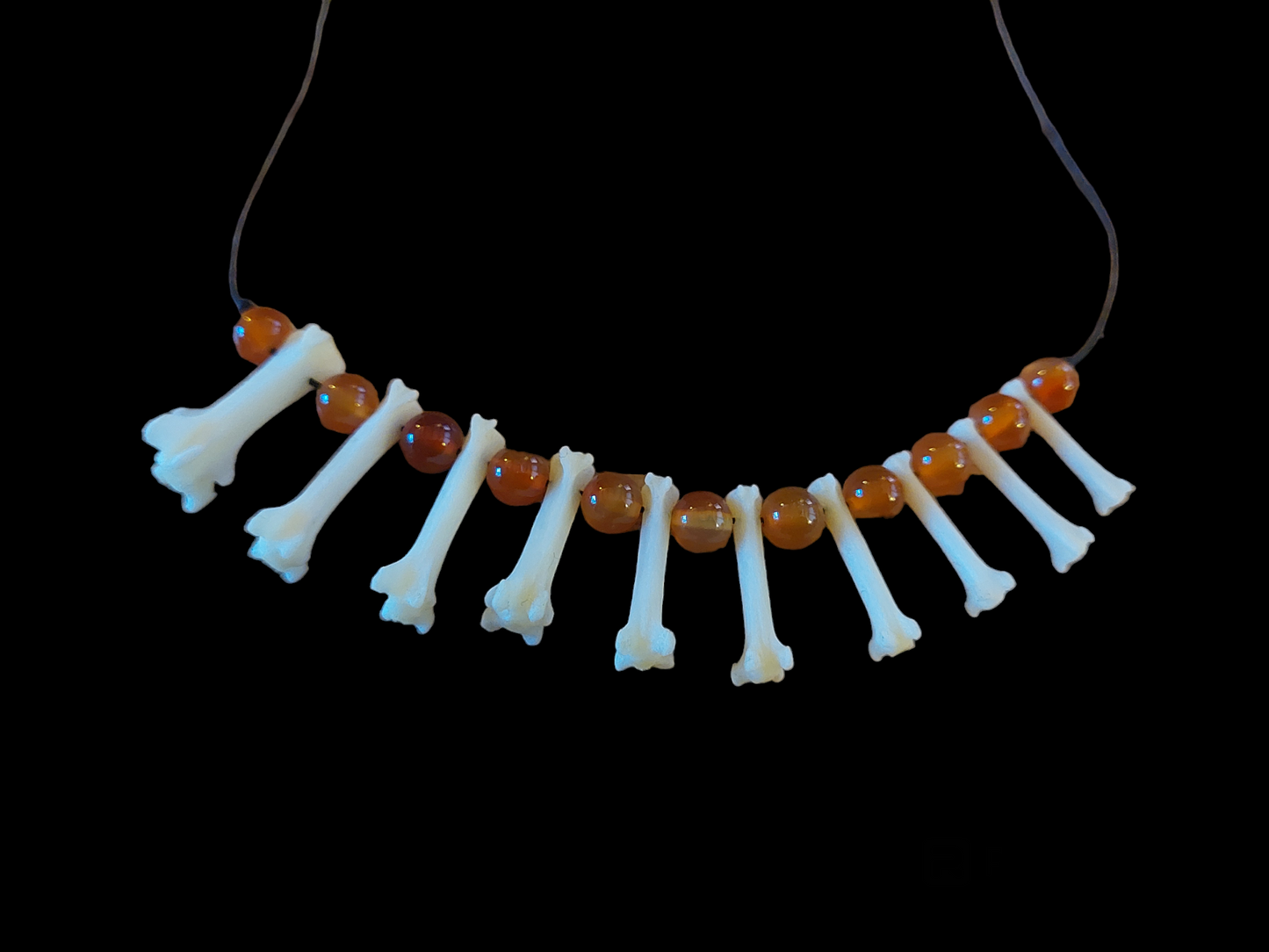 Fox tail bones and carnelian amulet necklace #2